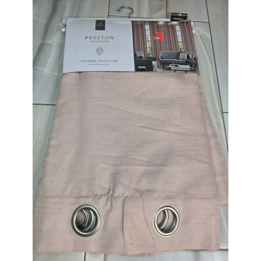 Preston Collection 4 Pack Textured Grommet Window Curtain Panels 38x84 Mauve S4